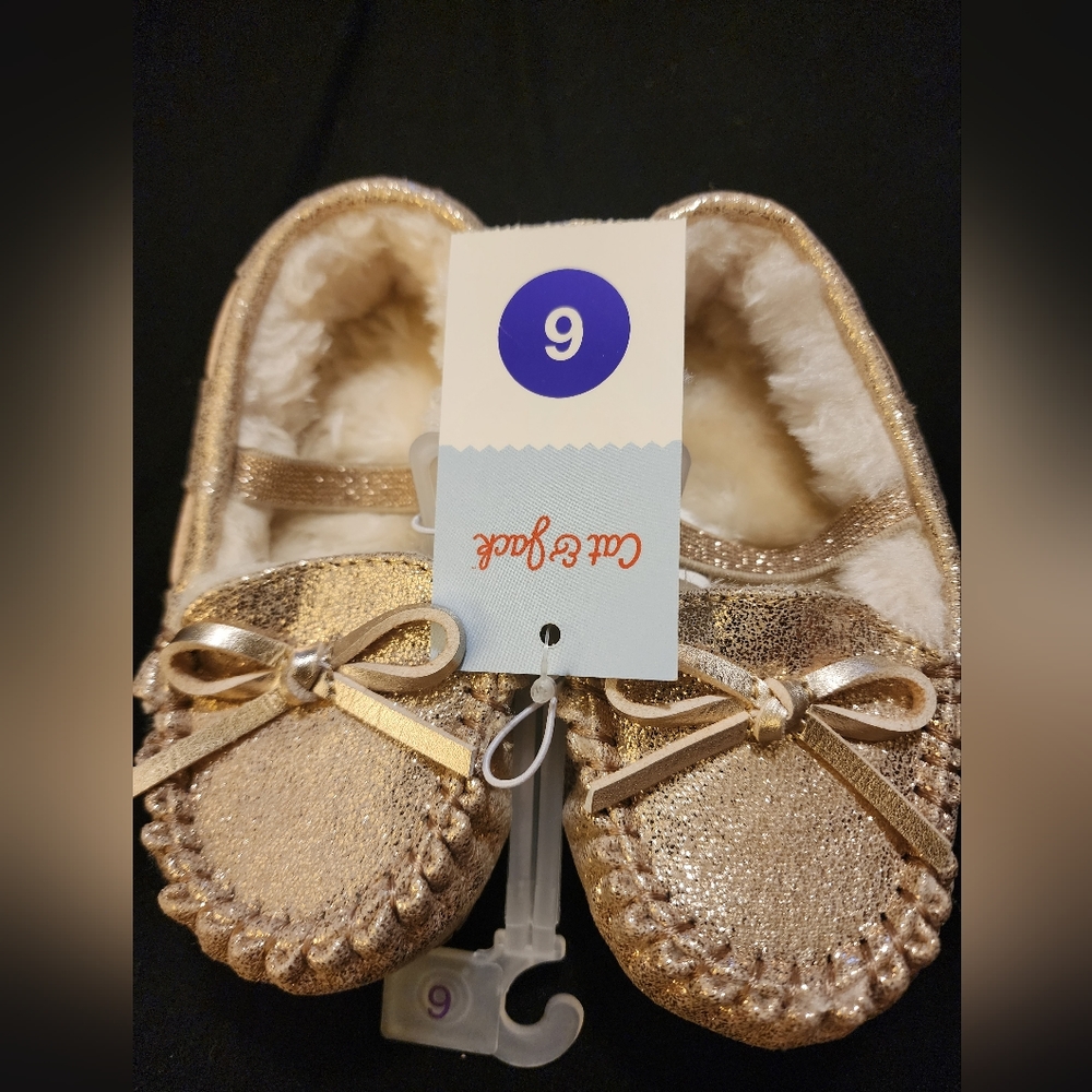 Toddler Girls' size 6 Gold Cellina Moccasin Slippers - Cat & Jack  Glitter